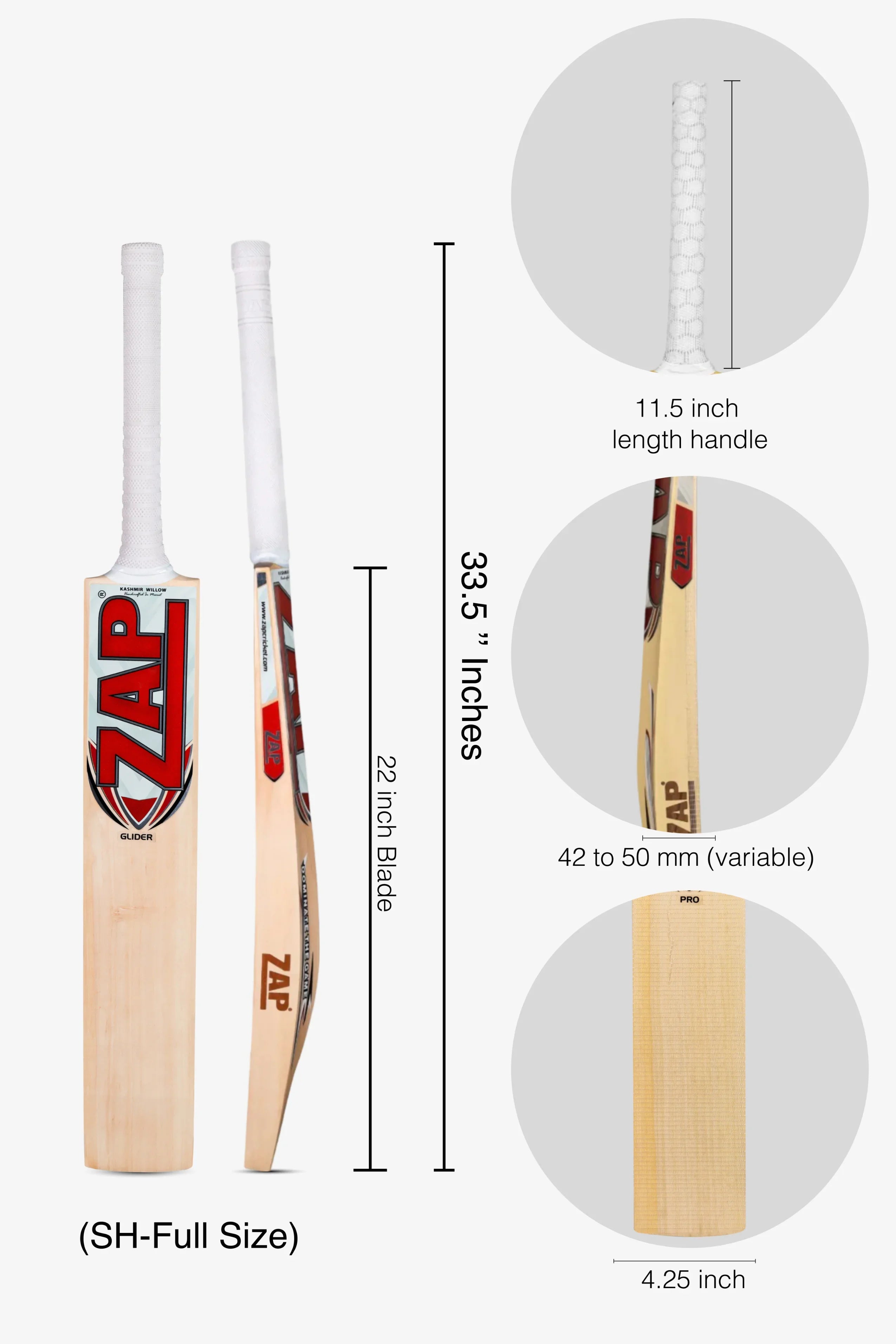ZAP Glider Kashmir Willow Bat-1